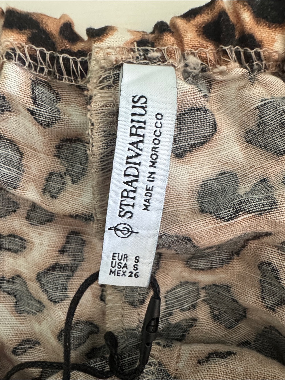 Stradivarius Beige and Black Leopard Print Linen pants